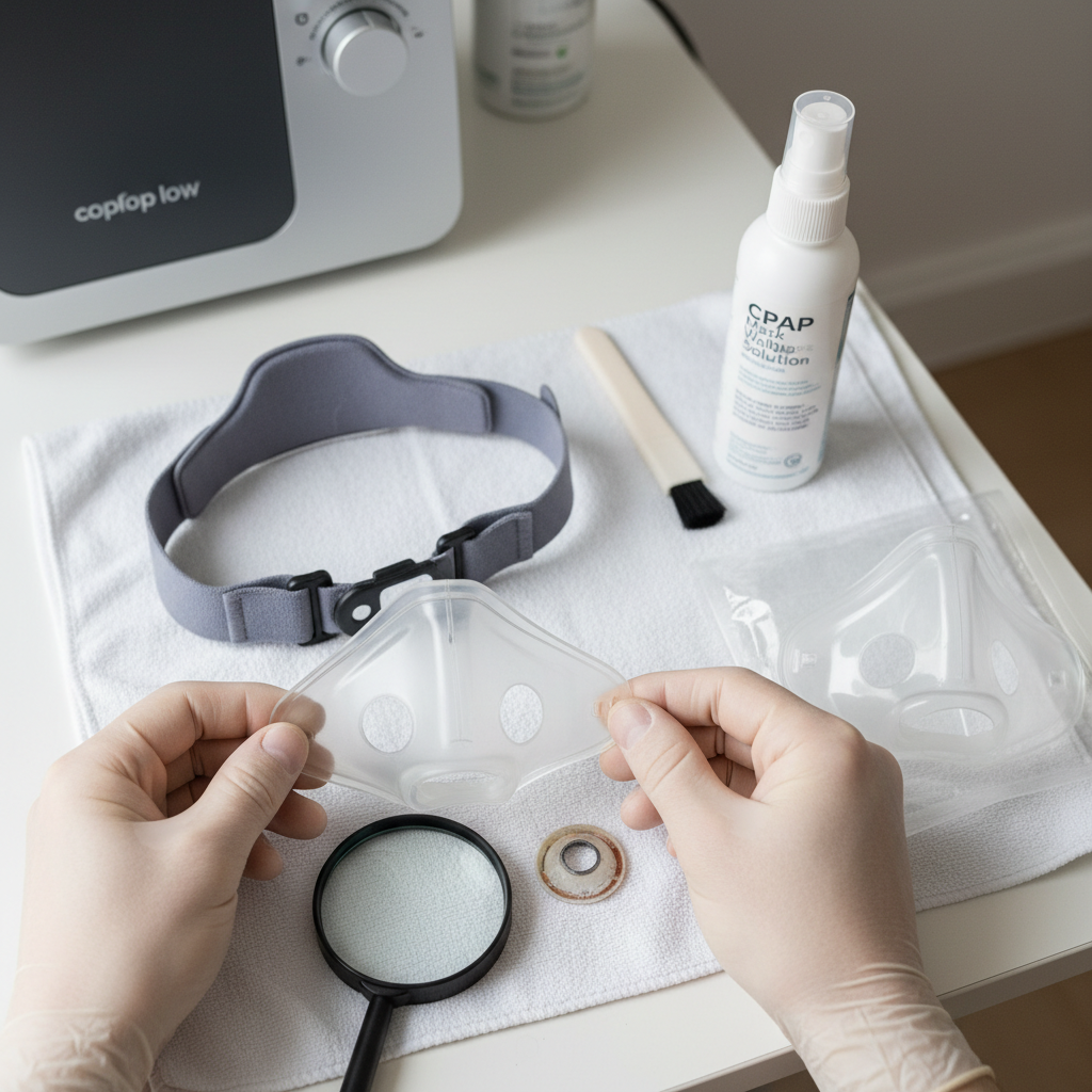 صورة عملية توضح أسباب تسريب الهواء من ماسك CPAP وكيف تتعامل معها